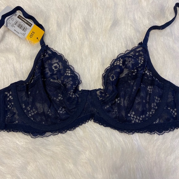 Adored By Adore Me Bra Womens Size 32D Blue Sheer Floral Chelsey Unlined - Picture 5 of 5